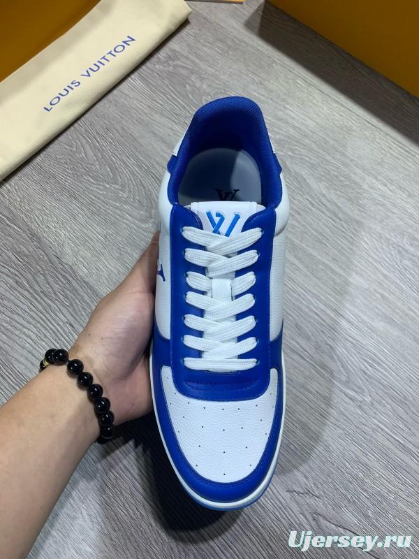 2024 Men Louis Vuitton Blue White Leather Sneakers MJ00380