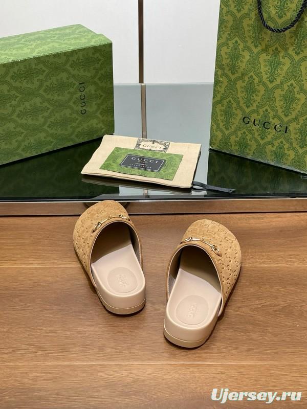 2024 Slippers Gucci Beige Suede Slippers MJ00280
