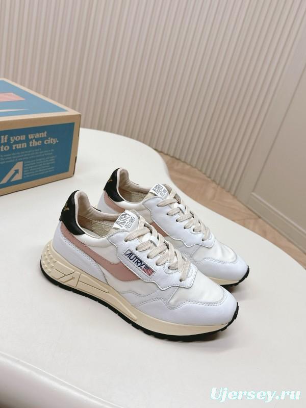 2024 Women Autry White Pink Beige Leather Mesh Casual Sneakers MJ00330