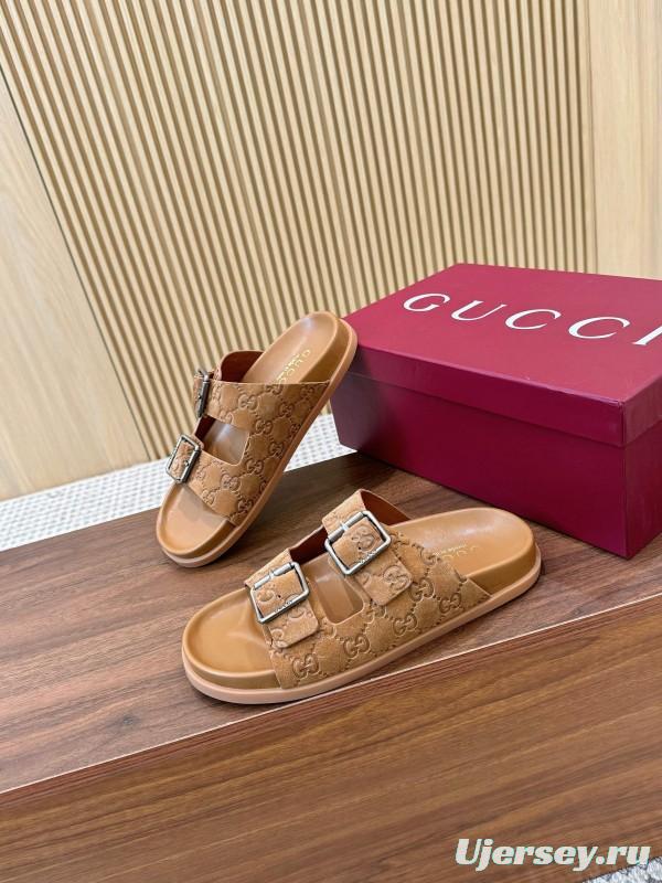 2025 Women Gucci Beige Leather Sandals LY00260