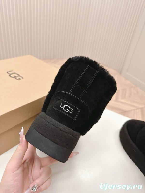 2024 Women UGG Black Suede Sheepskin Snow Boots MJ00320