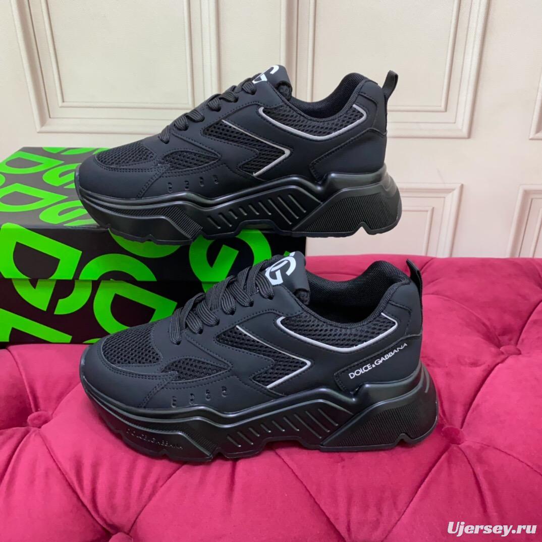 2025 Unisex Dolce Gabbana Black Mesh Leather Sneakers LY00330(F)/LY00340(M)