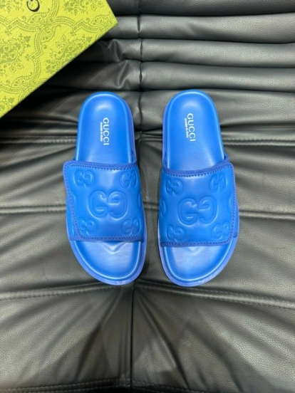 2024 Slippers Gucci Blue Leather Slippers MJ00200
