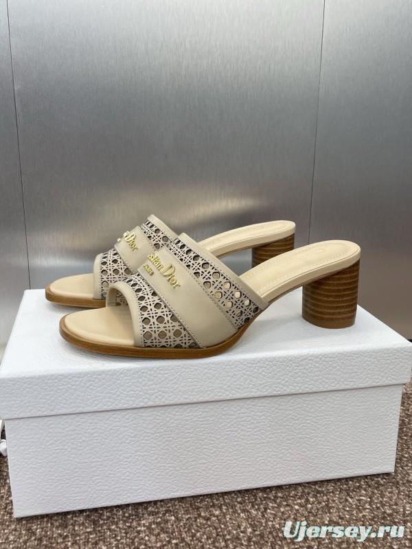 2025 Women Dior Beige Leather Sandals
