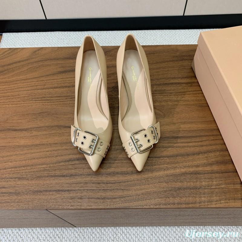 2025 Women Gianvito Rossi Cream Leather Pumps Buckle KFY00300