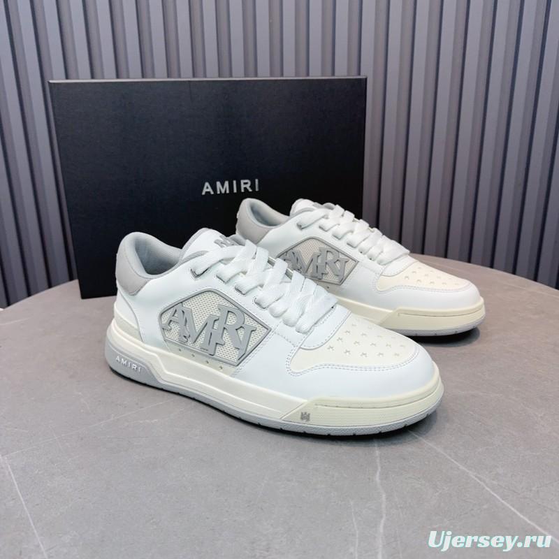 2025 Unisex Amiri White Grey Leather Sneakers MJ00360