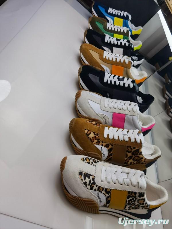 2025 Unisex TOM FORD Yellow Black White Leather Suede Leopard Print Sneakers LY00360(F)/LY00370(M)