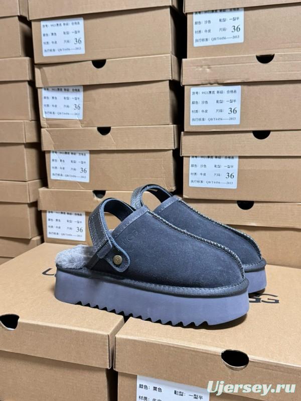 2024 Women UGG Grey Suede Slip-On Slippers MJ00170