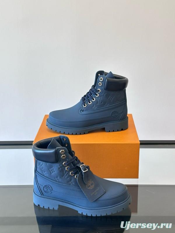 2024 Men Louis Vuitton Blue Leather Ankle Boots MJ00390