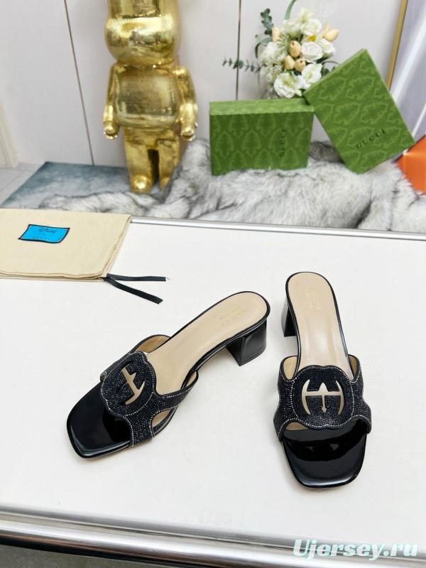 2025 Gucci Black Leather Slippers