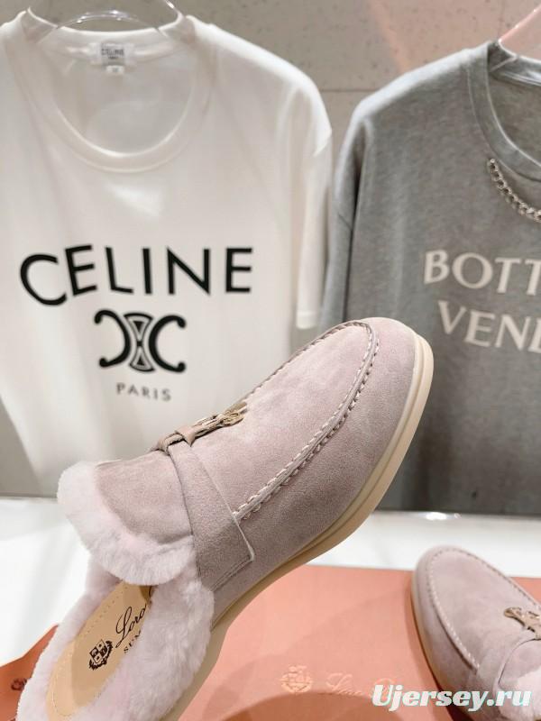 2024 Slippers LP light pink suede shearling slippers MJ00300