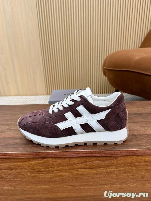 2025 Unisex HOGAN Burgundy White Suede Leather Sneakers