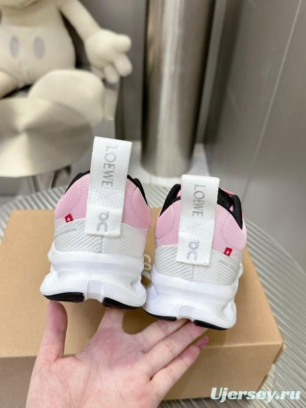 2025 Women Loewe Pink White Mesh Leather Sneakers