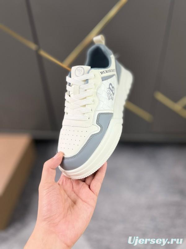 2024 Unisex Burberry White Grey Leather Casual Shoes MJ00251