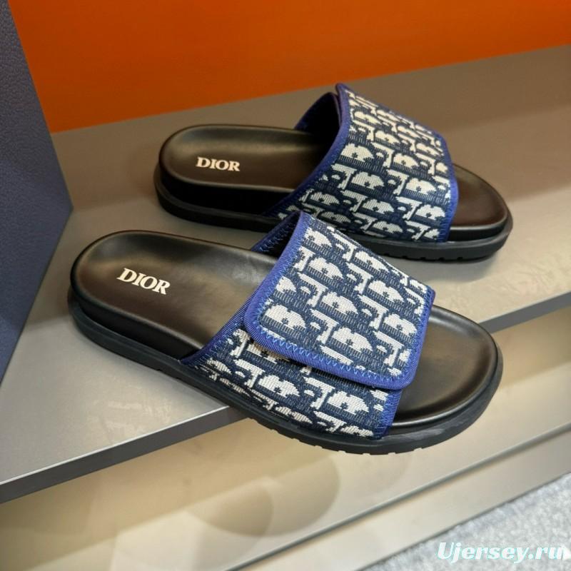 2024 Dior Blue White Fabric Slippers MJ00180