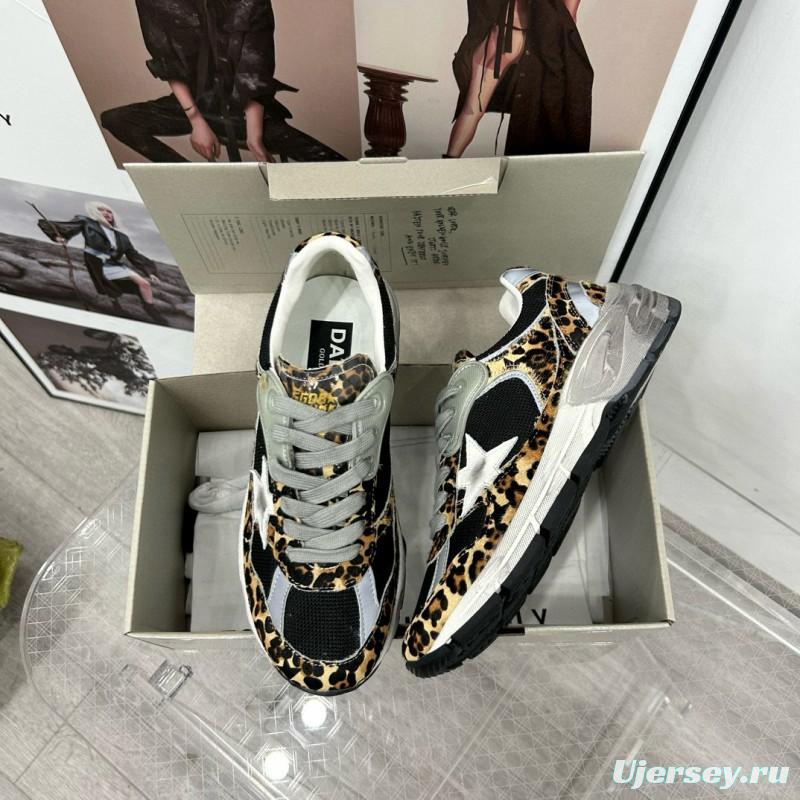 2024 Women GGDB Leopard Black Grey Mesh Leather Sneakers