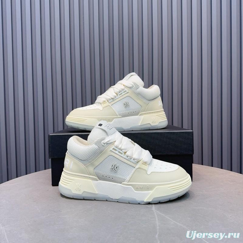 2024 Unisex Amiri White Mesh Leather Sneakers MJ00360