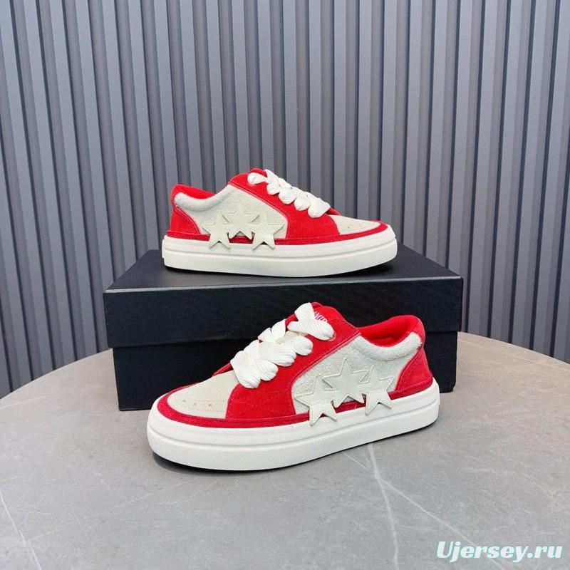 2024 Unisex Amiri Red White Canvas Sneakers MJ00300
