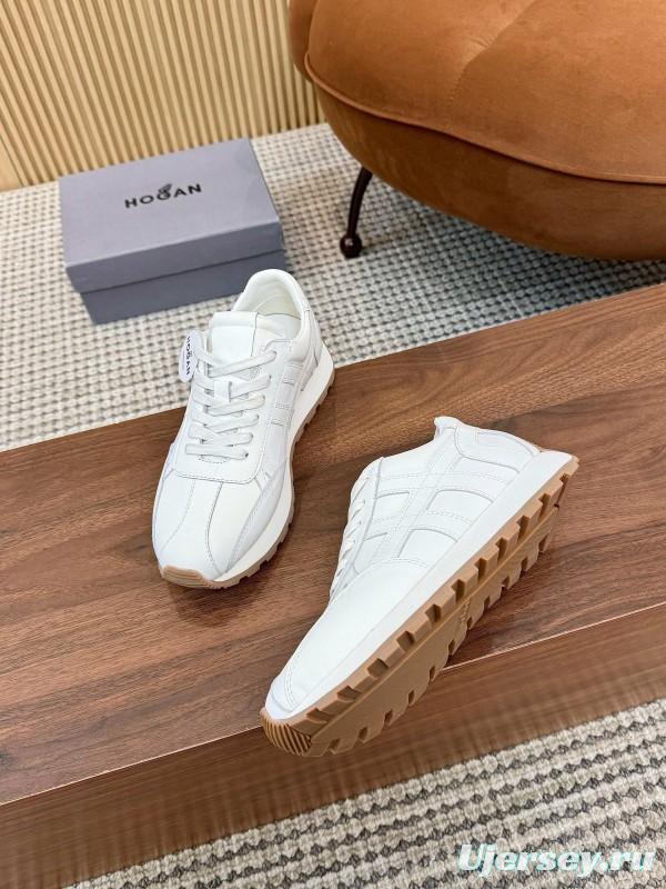 2025 Unisex HOGAN White Leather Suede Sneakers H671