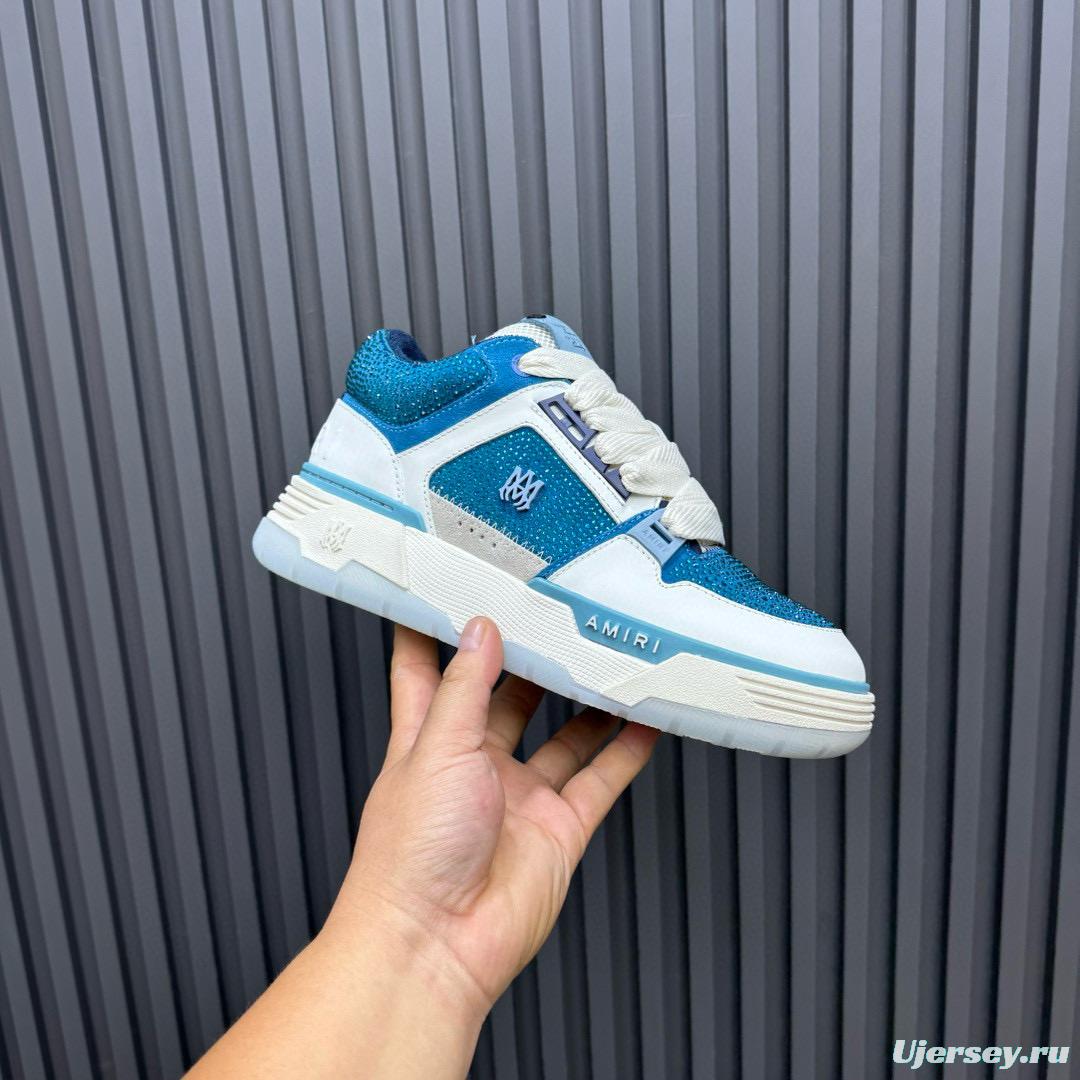 2024 Unisex Amiri Blue White Leather Mesh Sneakers MJ00410