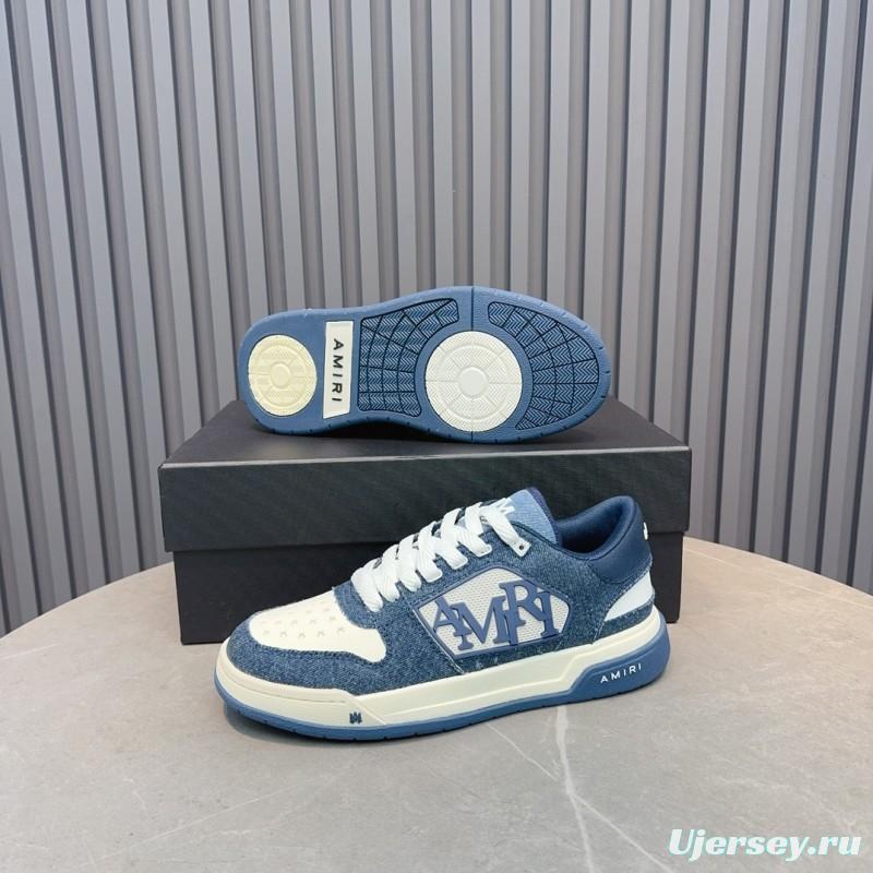 2025 Unisex Amiri Blue White Leather Sneakers MJ00360