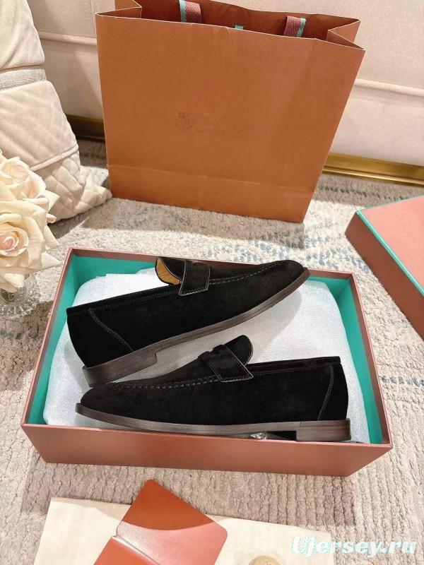 2025 Women Le Parmentier Black Suede Loafer LY00400