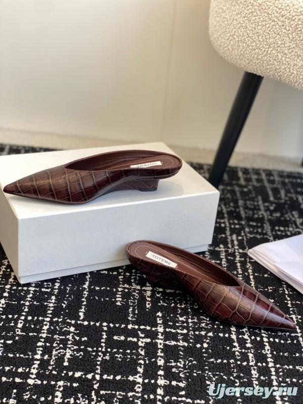 2025 Women Toteme Brown Leather Mule Shoes