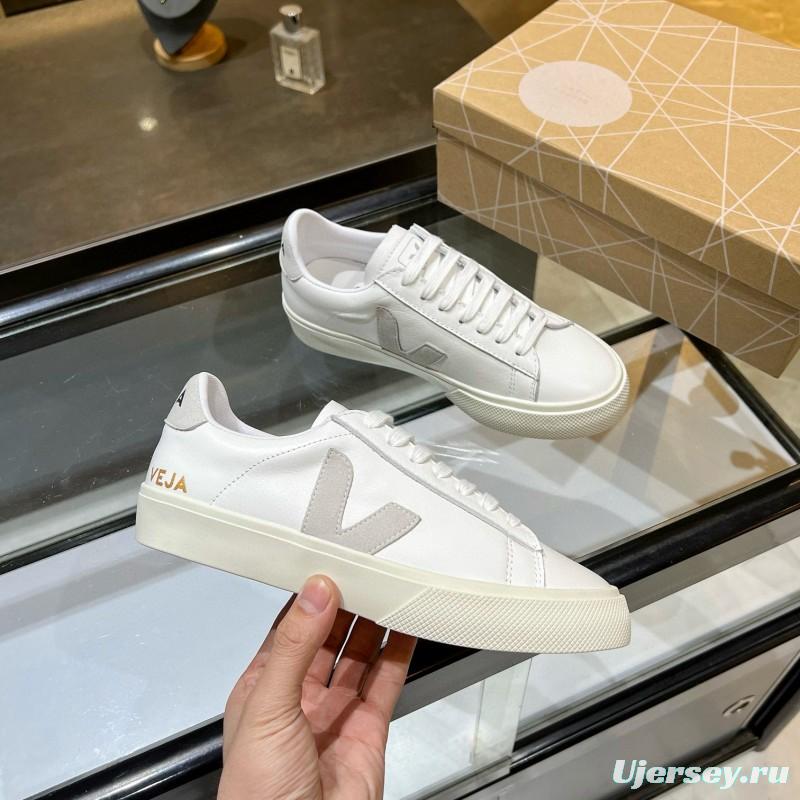 2025 Unisex VEJA White Grey Leather Canvas Sneakers MJ00240