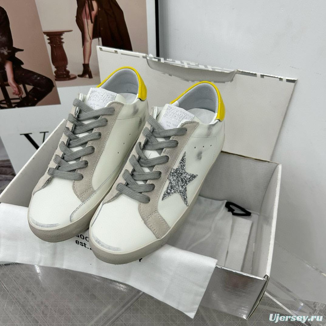 2025 Women GGDB White Grey Silver Glitter Yellow Leather Suede Sneakers