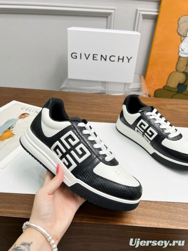 2024 Unisex Givenchy Black White Leather Sneakers