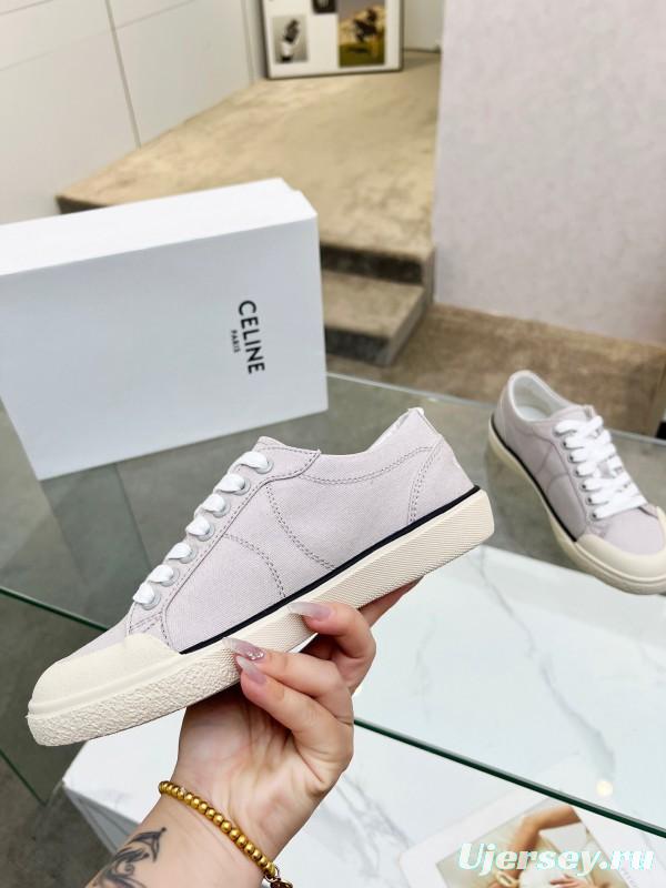 2025 Women Celine Light Grey Canvas Sneakers LY00210