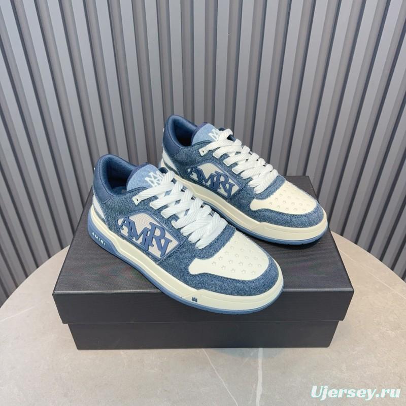 2025 Unisex Amiri Blue White Leather Sneakers MJ00360