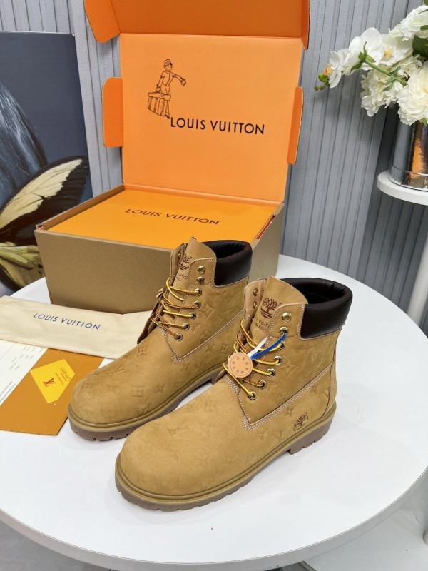 2024 Unisex Louis Vuitton Brown Nubuck Leather Ankle Boots Monogram MJ00450