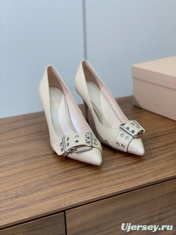 2025 Women Gianvito Rossi Cream Leather Pumps Buckle KFY00300