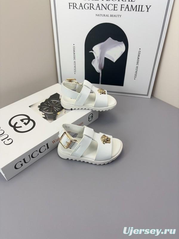 2025 Kids Versace Black White Leather Sandals