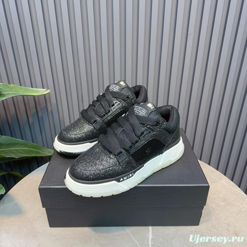 2024 Men Amiri Black Mesh Leather Sneakers MJ00360