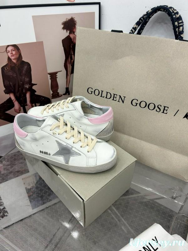 2025 Women GGDB White Pink Cowhide Leather Sneakers