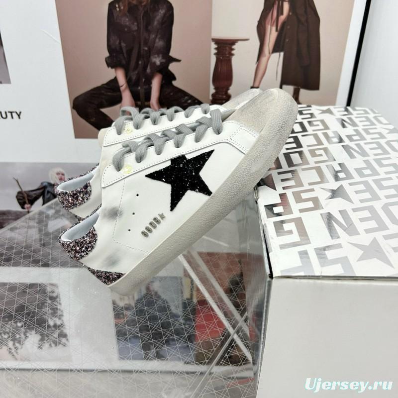 2025 Women GGDB White Black Glitter Leather Sneakers