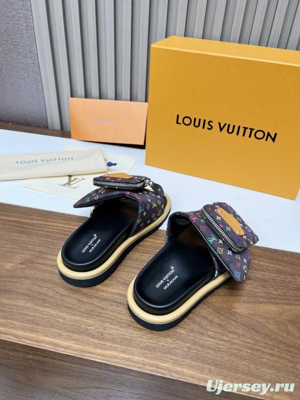 2025 Unisex Louis Vuitton Multicolor Leather Slippers KFY00230
