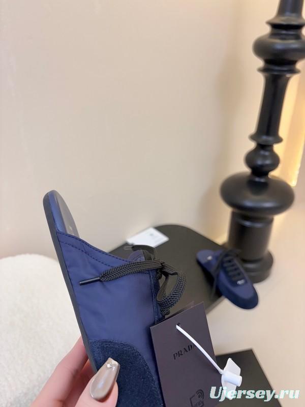 2025 Women Prada Blue Suede Fabric Casual Shoes