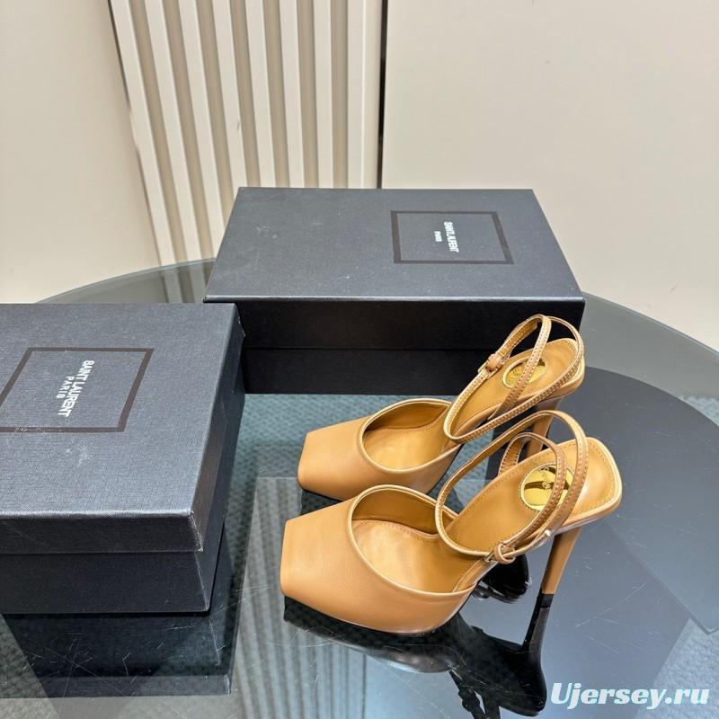 2025 Women Yves Saint Laurent Tan Calf Leather Heels KFY00280