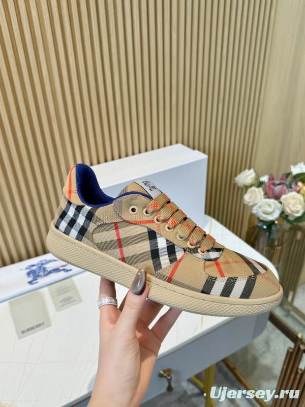 2024 Unisex Burberry Beige Black Red Cotton TPU Sneakers MJ00320