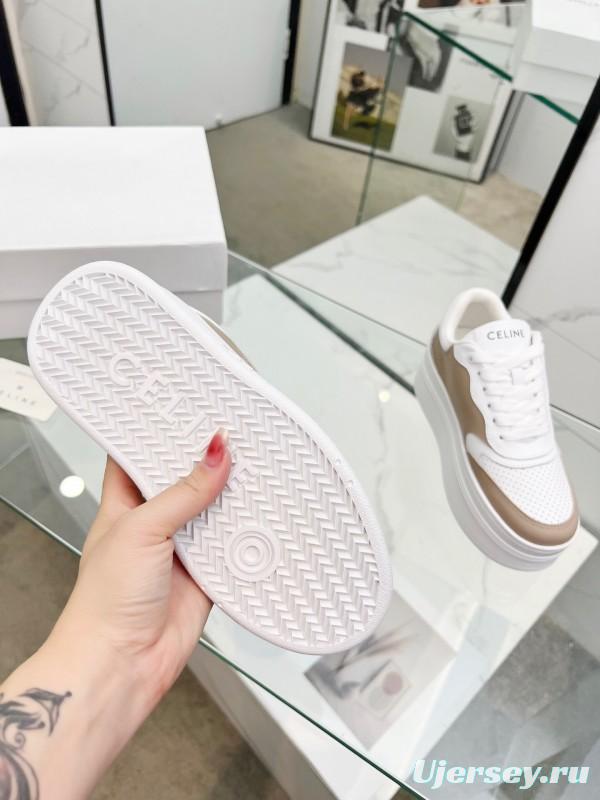 2025 Women CELINE White Beige Leather Sneakers