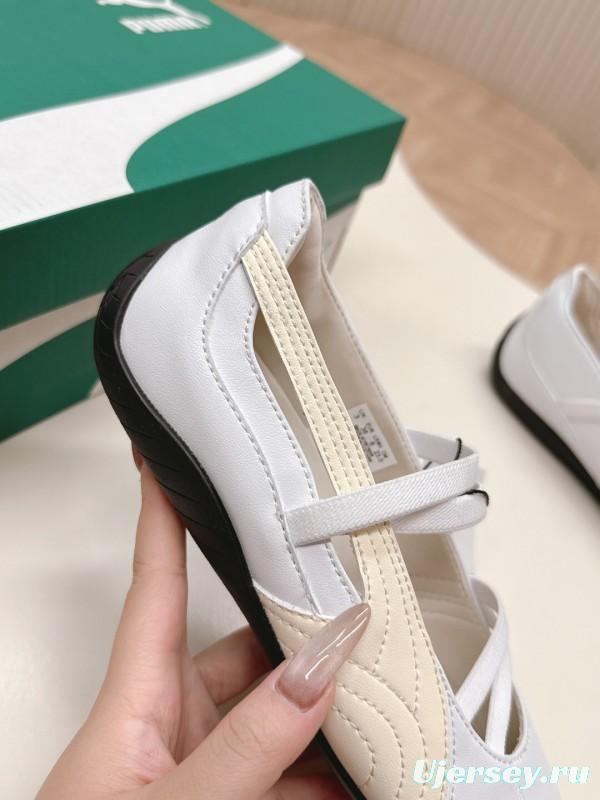 2025 Women PUMA White Leather Ballet Style Shoes