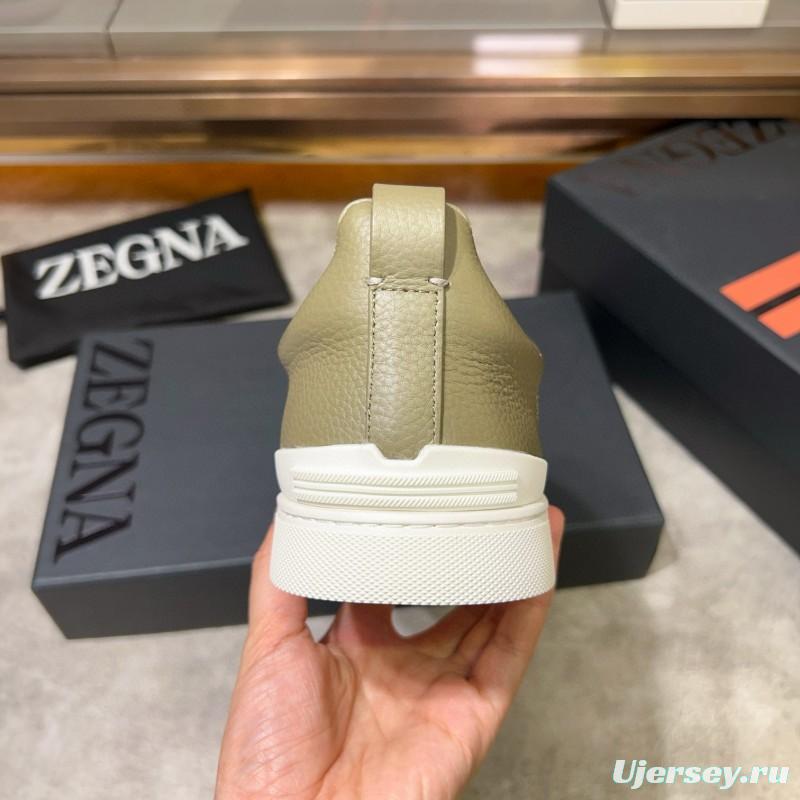 2024 Men Ermenegildo Zegna Green Suede Calfskin Sneakers MJ00280