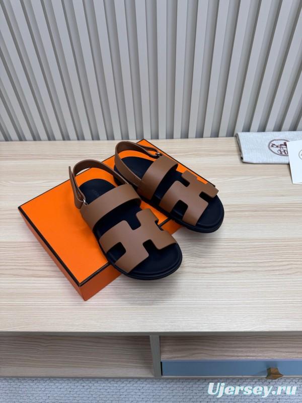 2025 Women Hermès Brown Leather Sandals
