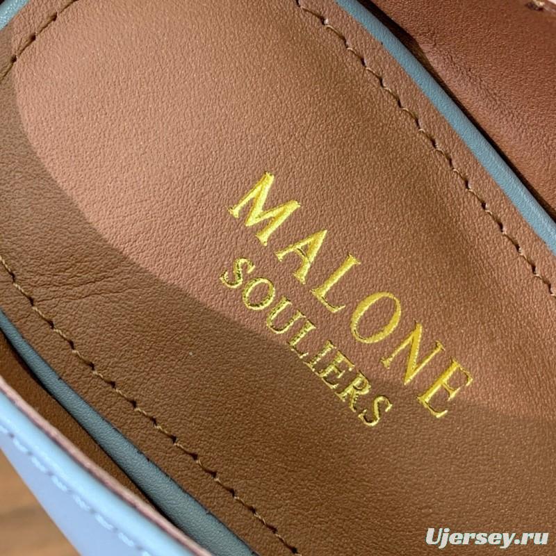 2025 Women Malone Souliers Light Blue Leather Flat Mule