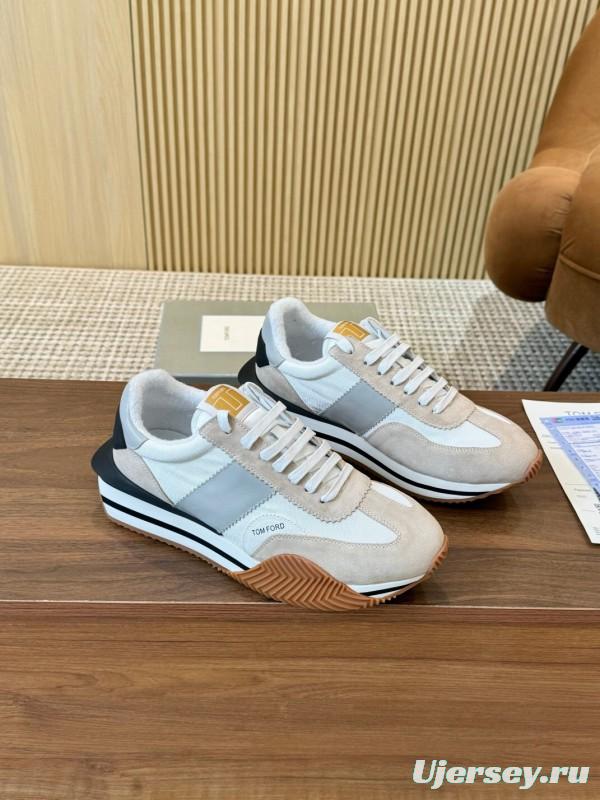 2025 Unisex TOM FORD Beige White Black Leather Suede Sneakers LY00360(F)/LY00370(M)