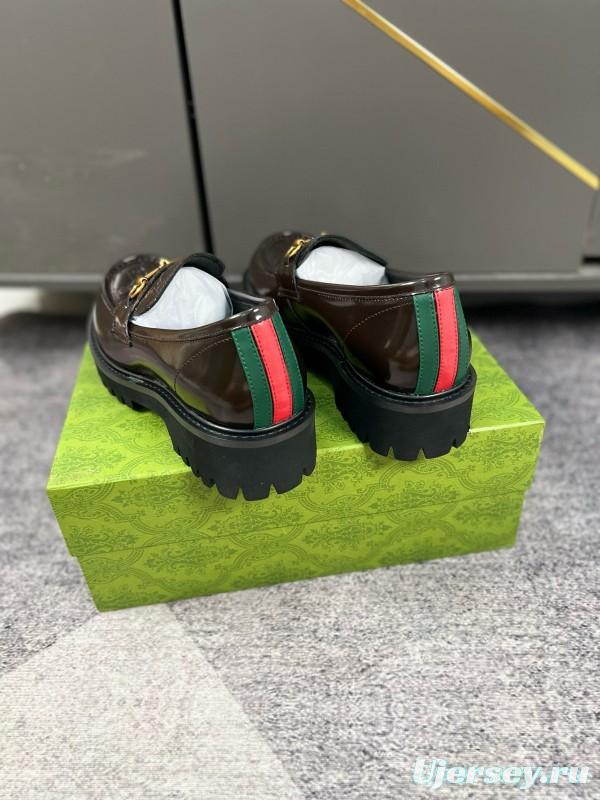 2024 Women Gucci Black Calf Leather Loafers MJ00300