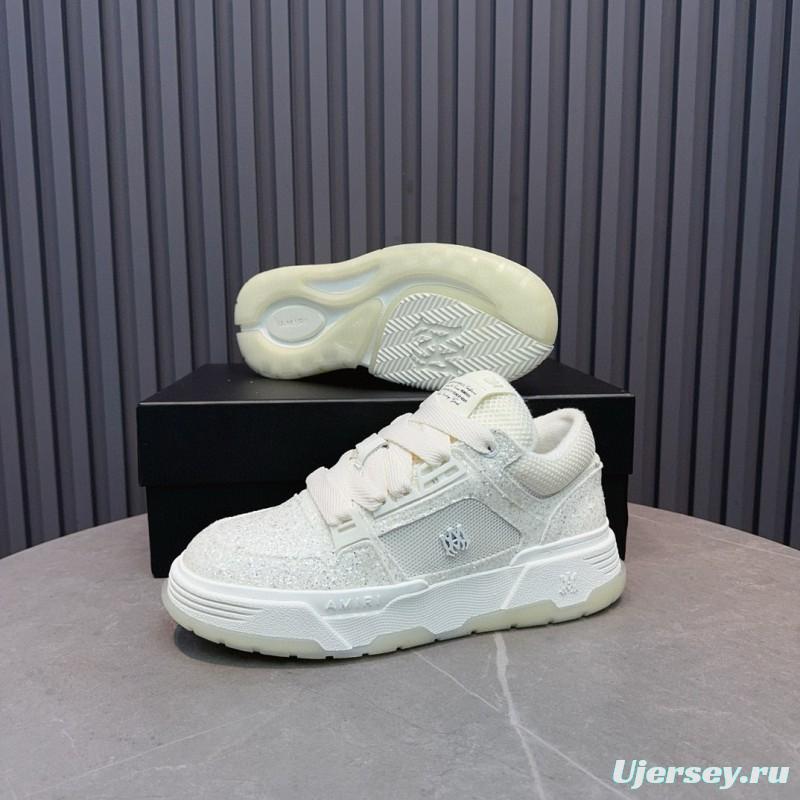 2024 Unisex Amiri White Mesh Leather Sneakers MJ00360